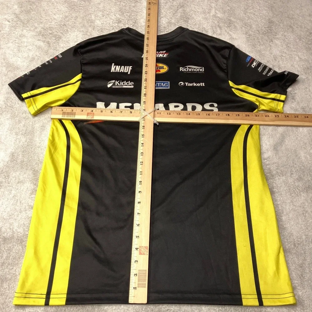 Team Penske Ryan Blaney NASCAR Racing Crew Shirt Menards Black Yellow Mens M
